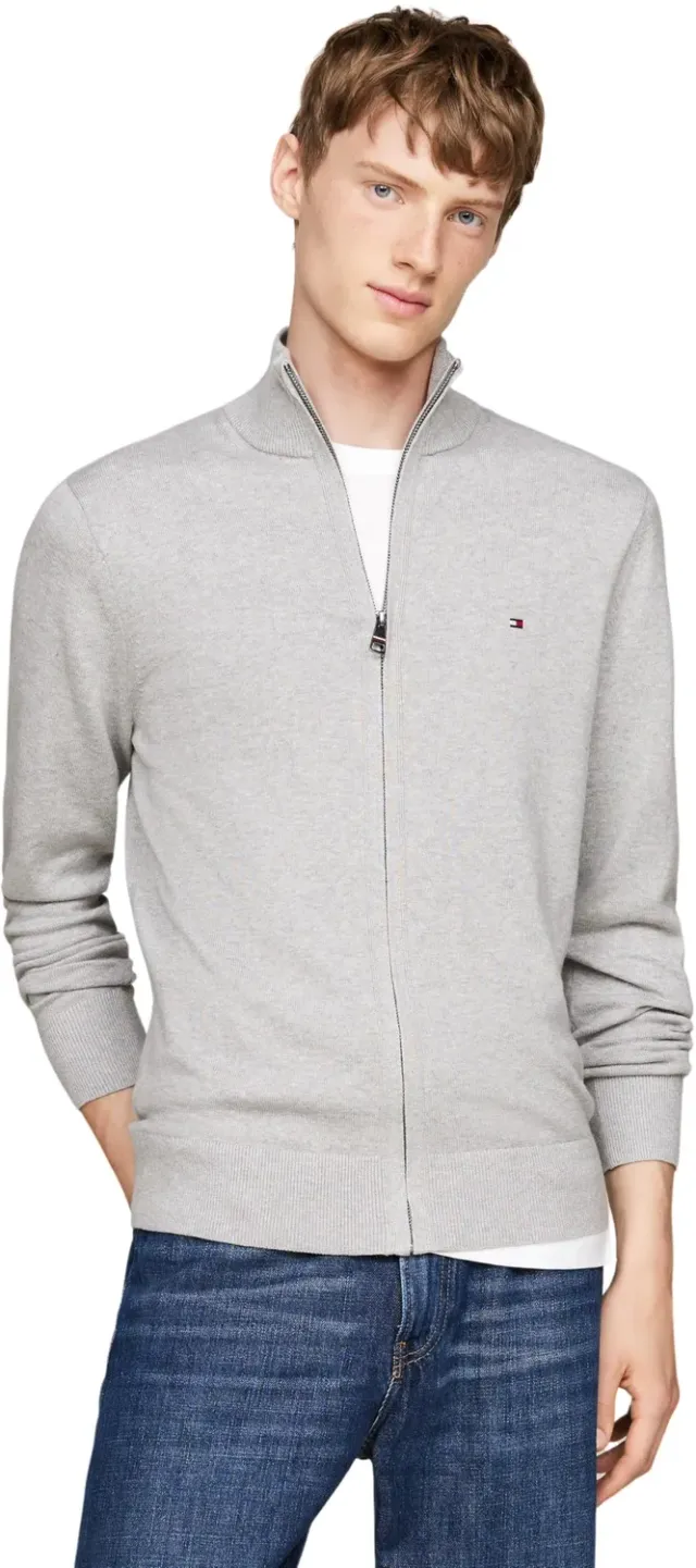 Tommy Hilfiger Essential Cotton Zip Thru pullover zip uomo nero