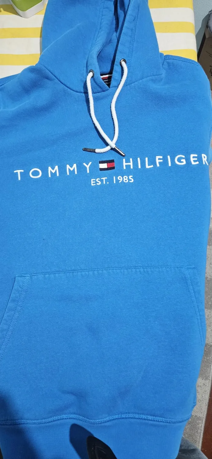 Tommy Hilfiger Tommy Logo felpa uomo cappuccio blu