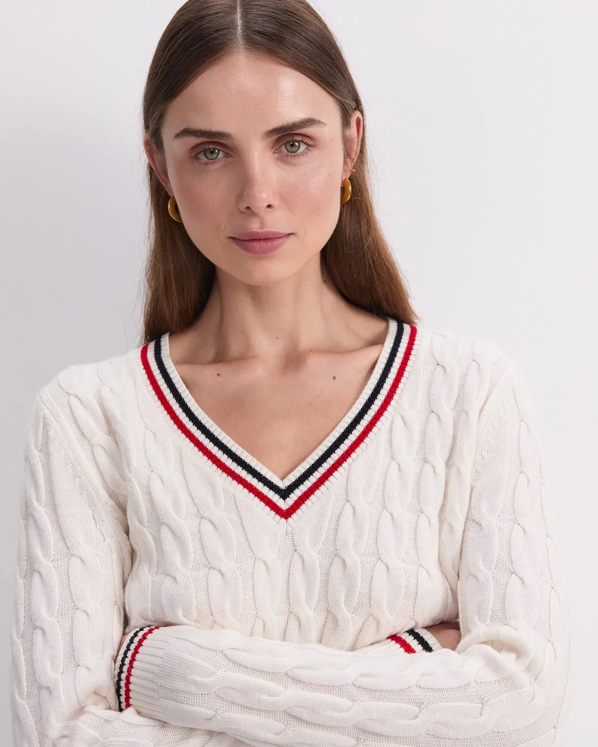 Sportscraft Merino Cable Maglione scollo V lana merino