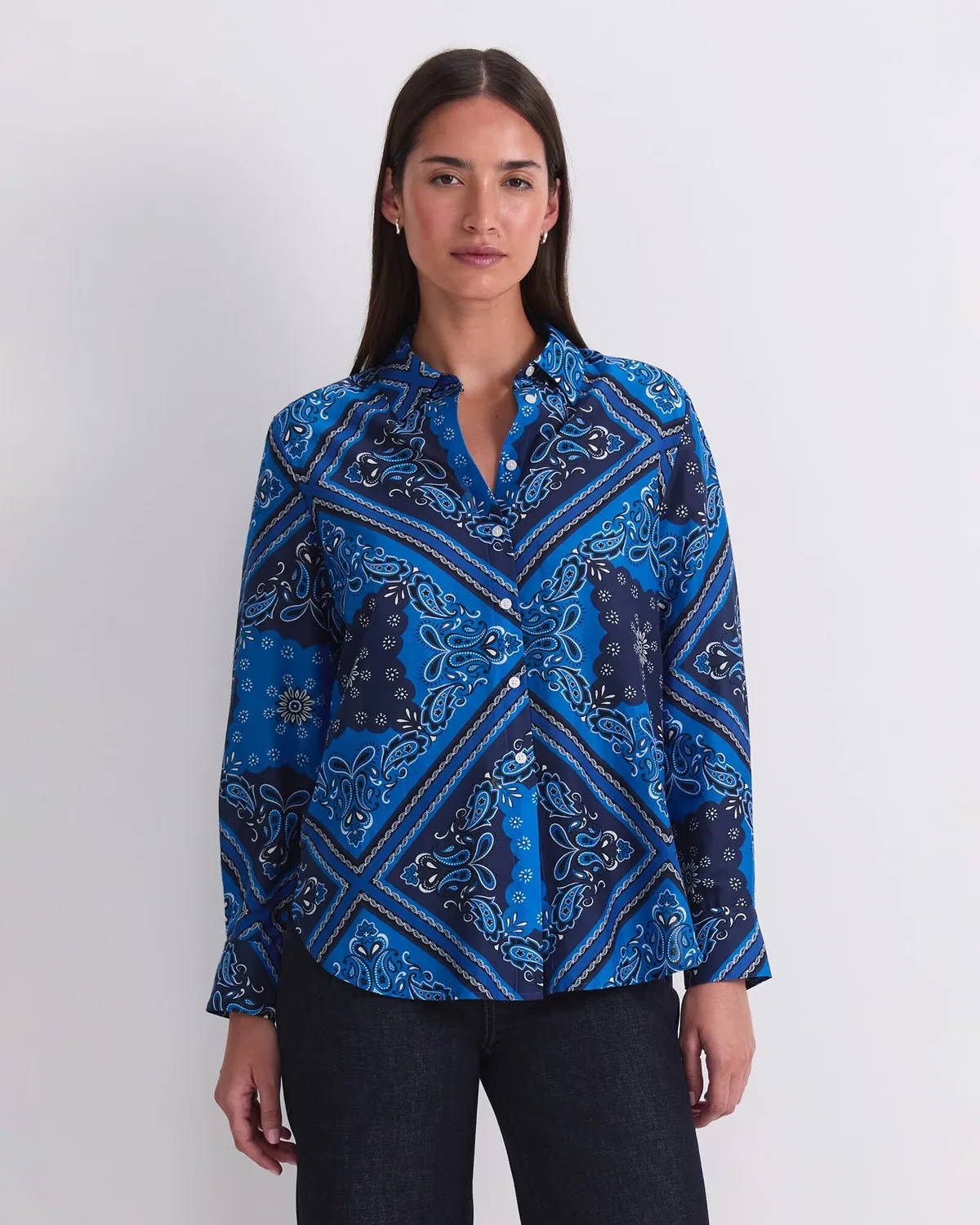 Sportscraft Bandana Print camicia donna seta cotone