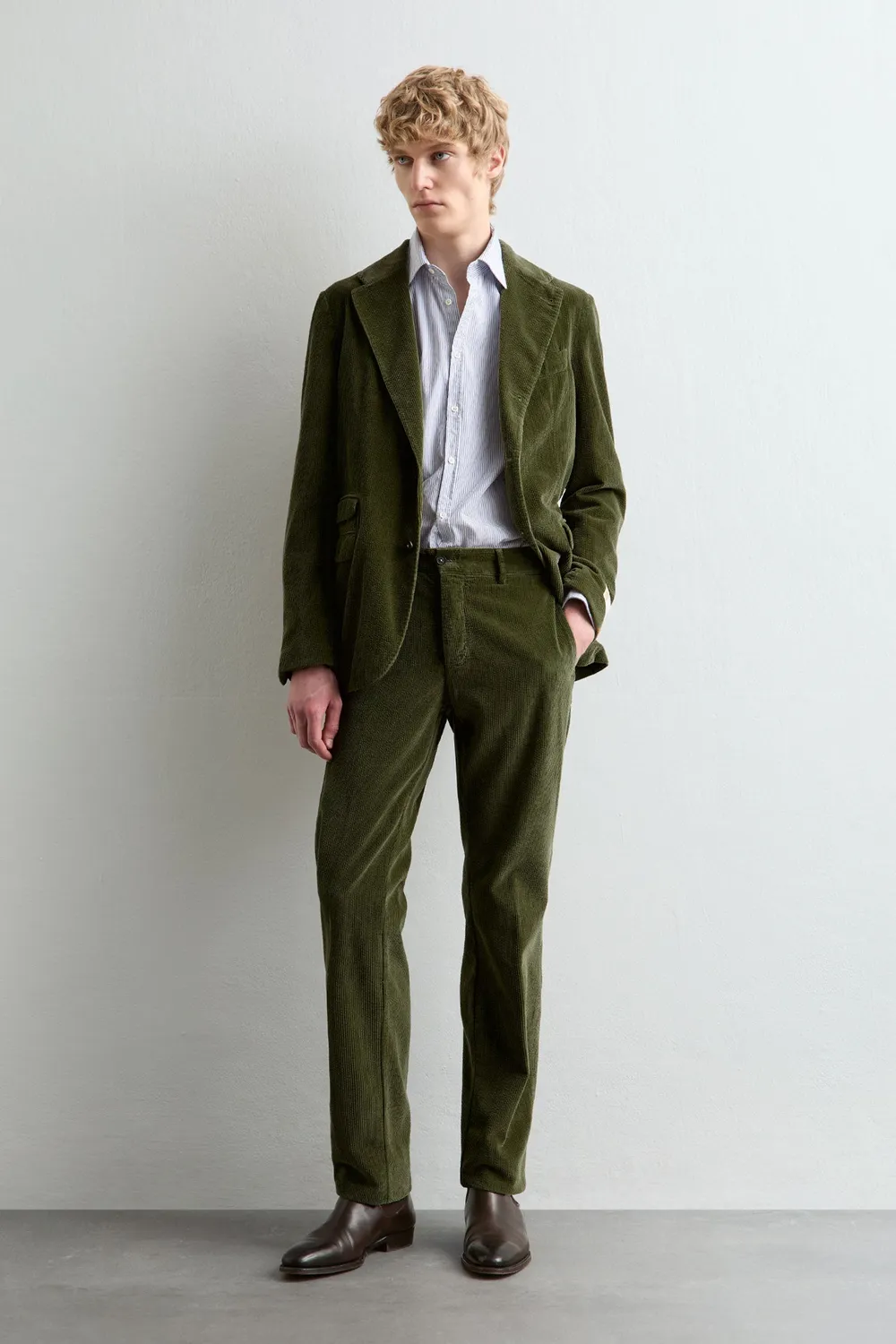 Massimo Alba Sloop abito moss green velluto