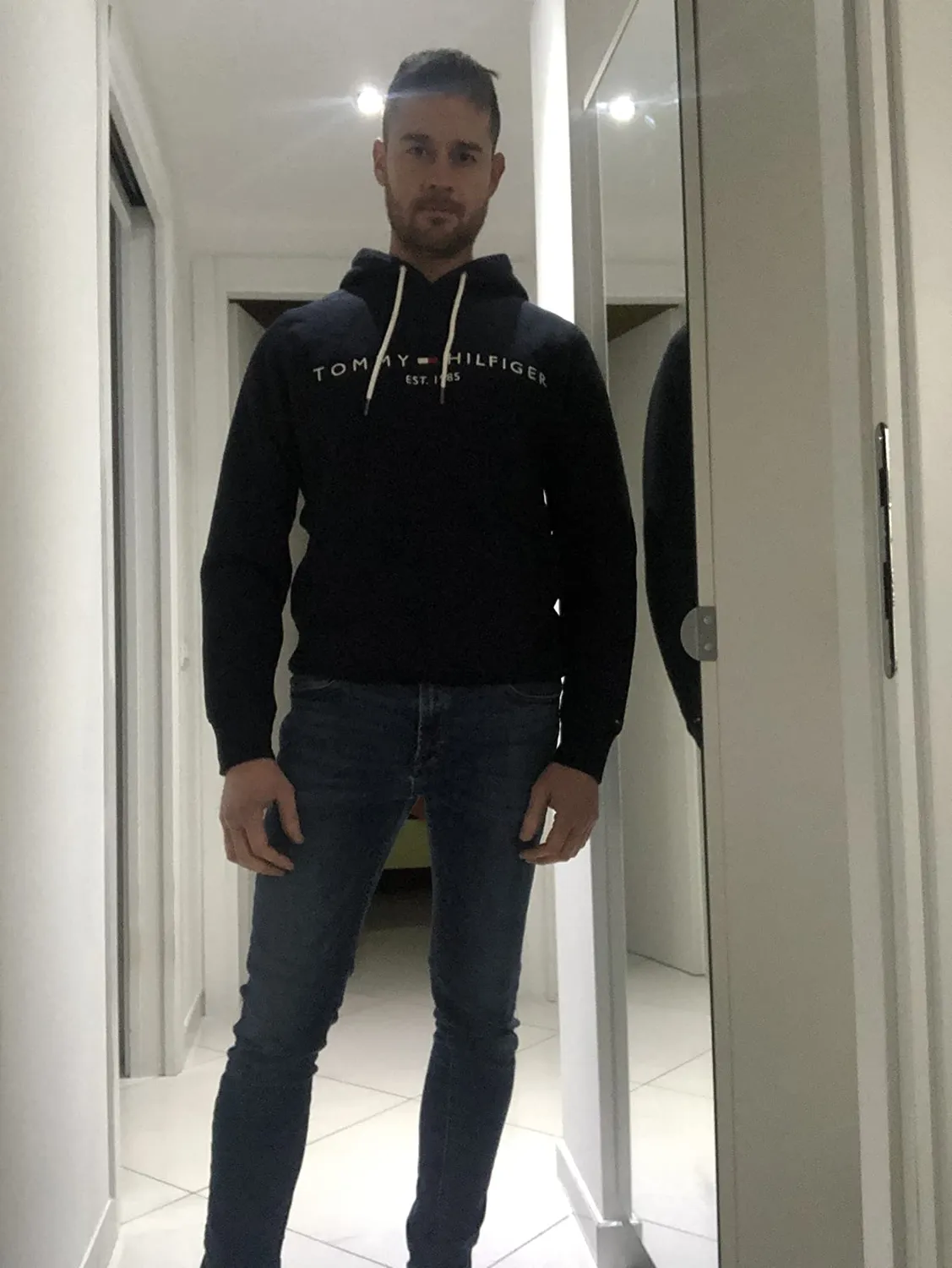Tommy Hilfiger Core Tommy Logo felpa cappuccio uomo nera
