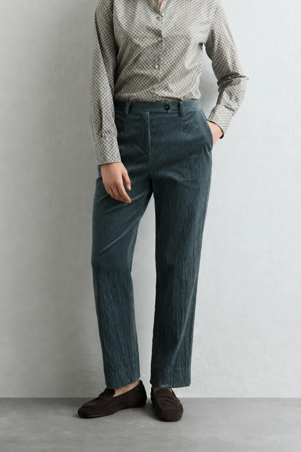 Massimo Alba Illinois pantaloni velluto dark teal