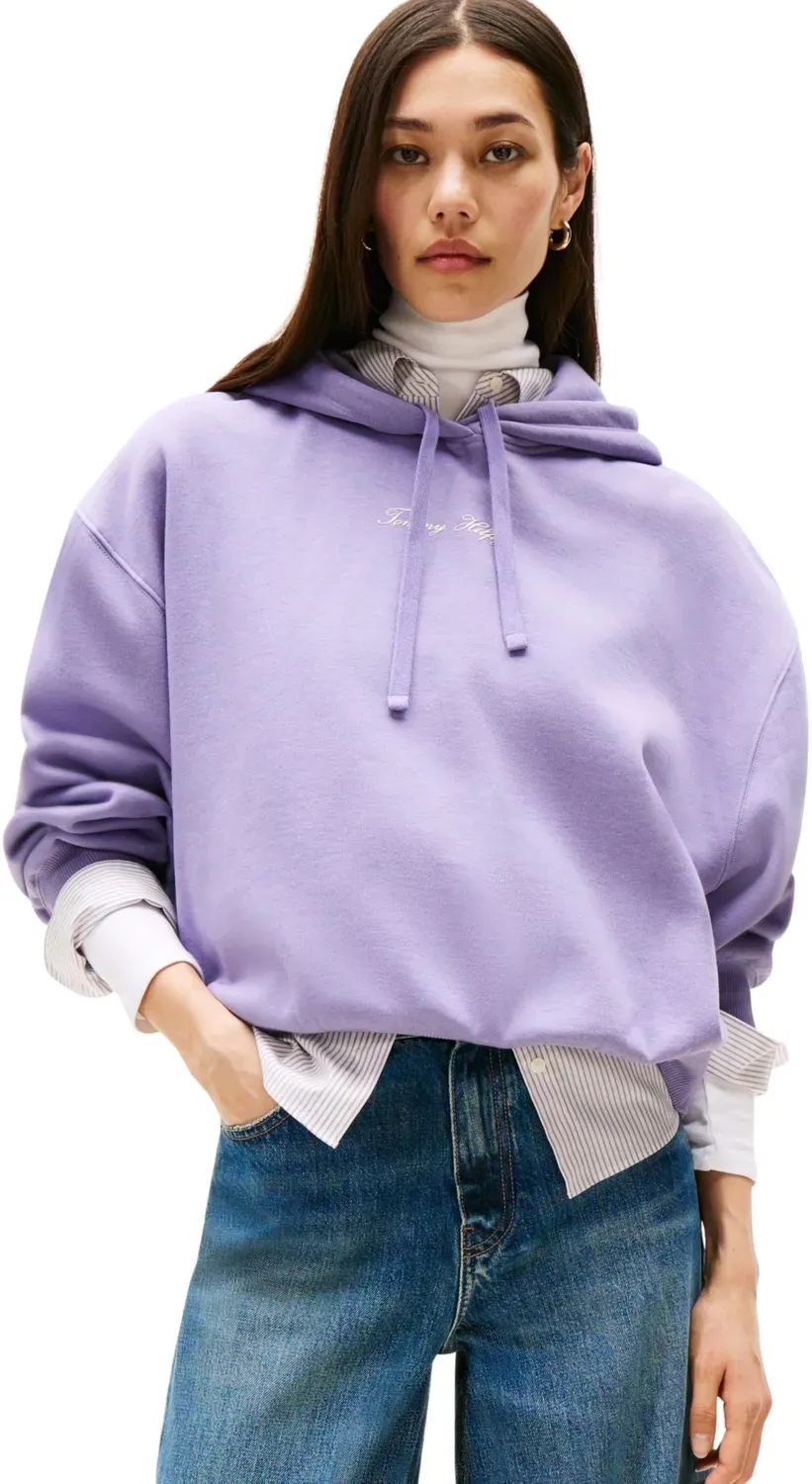 Tommy Hilfiger Classic Script Fleece felpa cappuccio donna