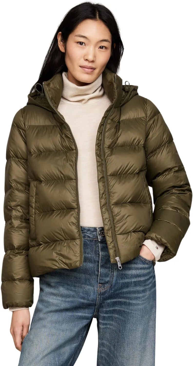 Tommy Hilfiger Down Casual Piumino Donna Nero con Cappuccio M
