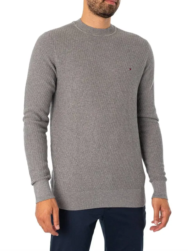 Tommy Hilfiger Rectangular Structure maglione uomo grigio M