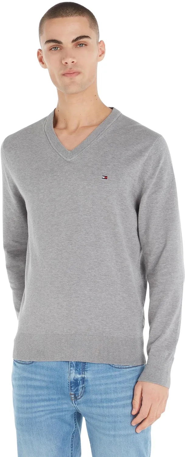 Tommy Hilfiger V-Neck pullover uomo grigio scollo a V elegante