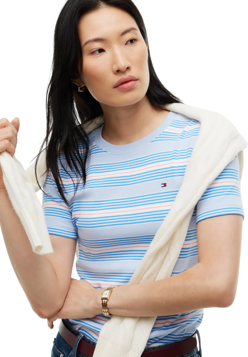 Tommy Hilfiger Slim Cody maglietta righe azzurra XXS