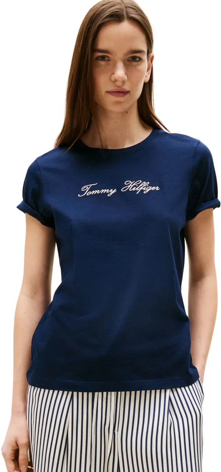 Tommy Hilfiger Lurex Script t-shirt donna L scollo rotondo