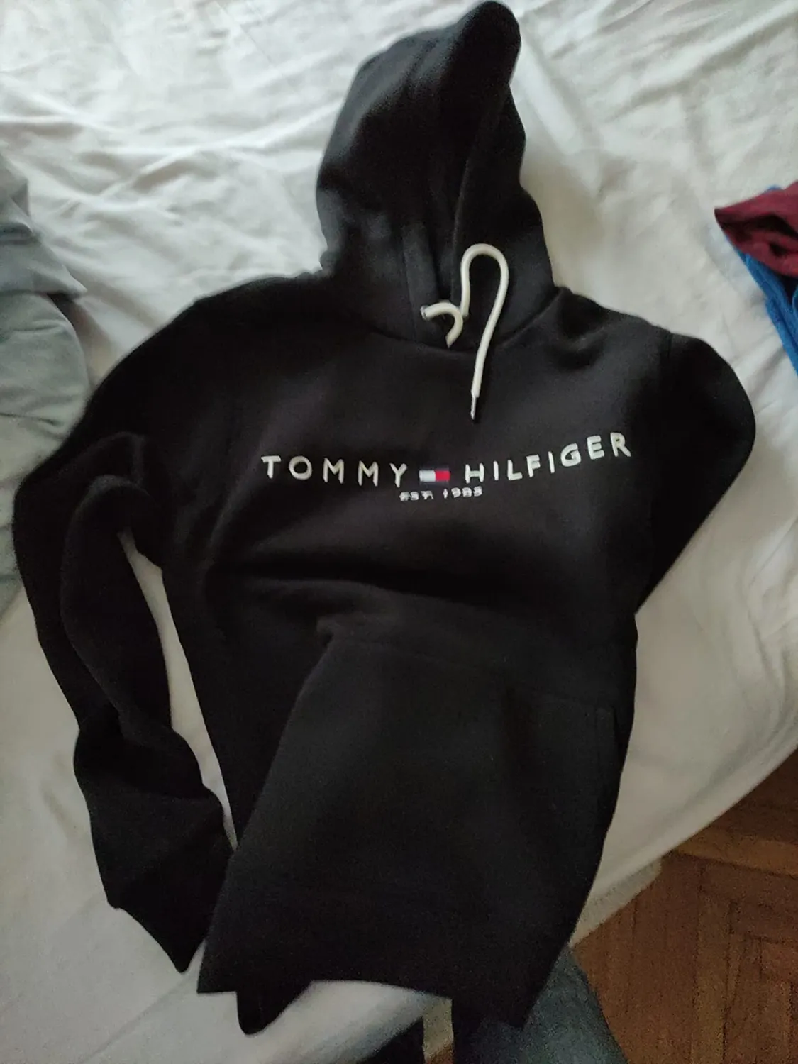 Tommy Hilfiger Core Tommy Logo felpa cappuccio uomo nera