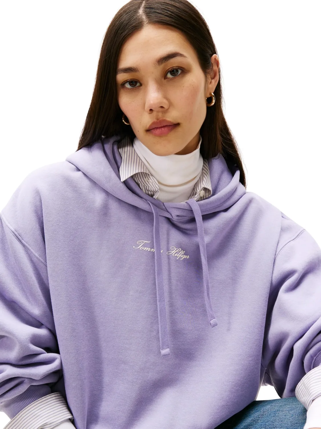 Tommy Hilfiger Classic Script Fleece felpa cappuccio donna