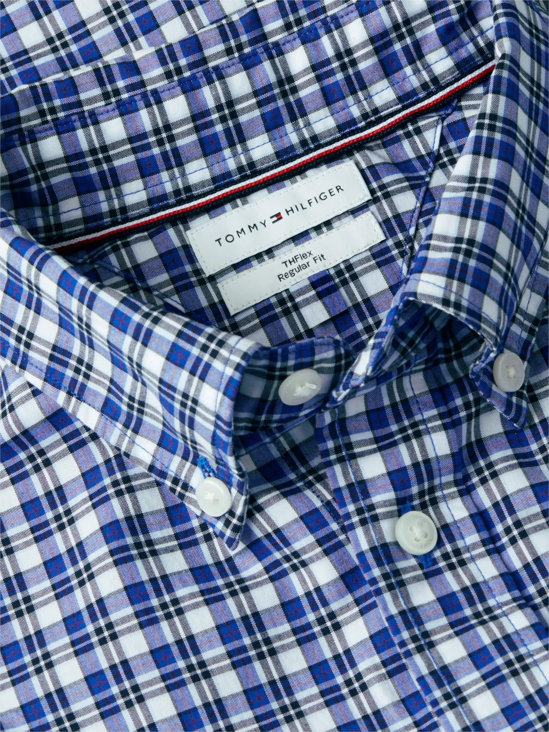 Tommy Hilfiger Flex Poplin Tartan MW0MW44595 camicia L quadri blu