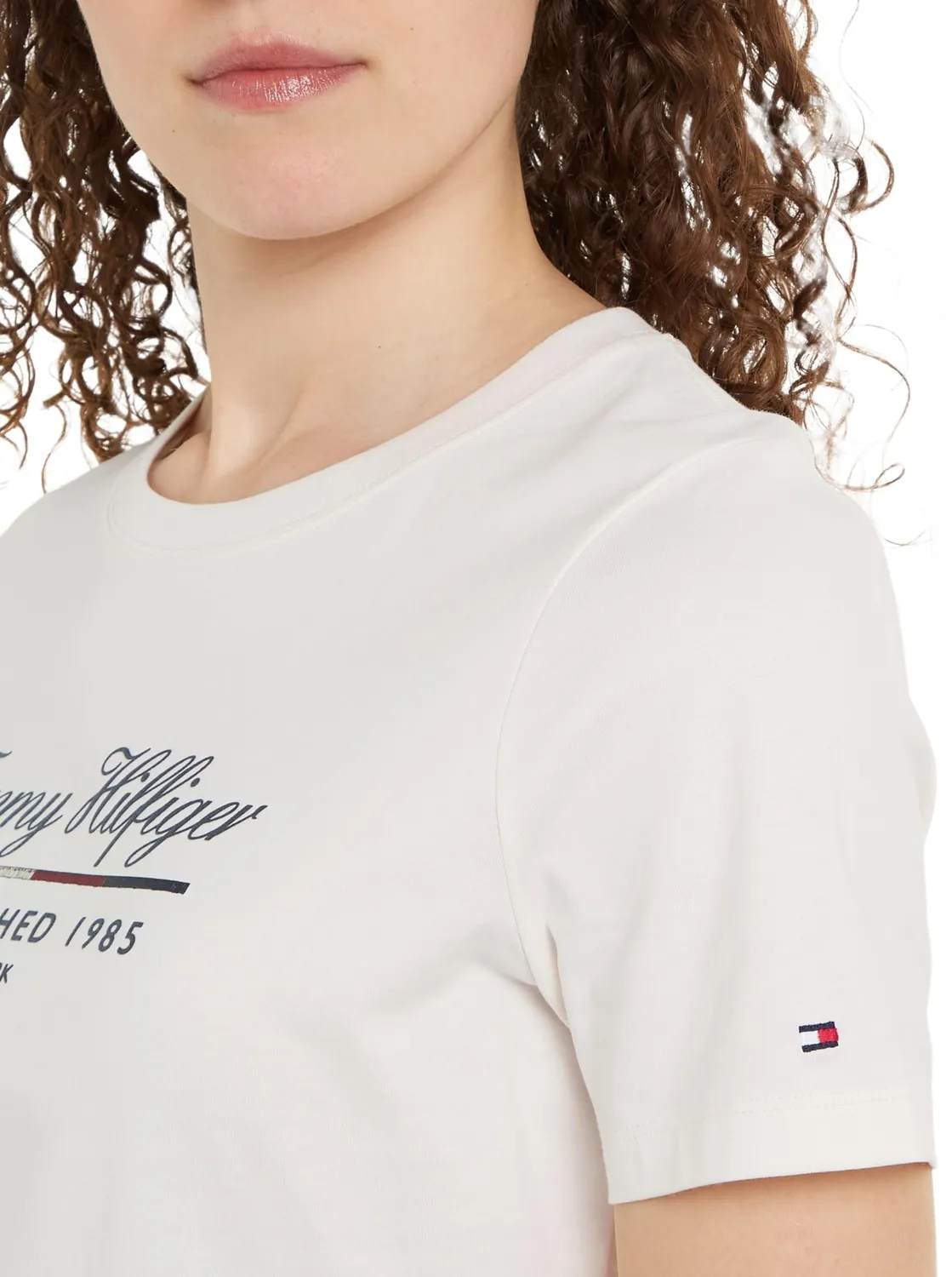 Tommy Hilfiger Script Graphic T-Shirt Donna Cotone Maniche Corte
