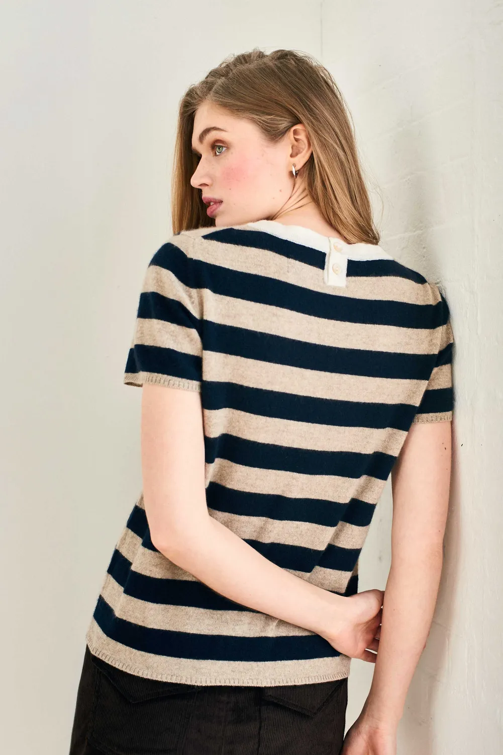 Jumper 1234 Stripe t-shirt cashmere navy marrone