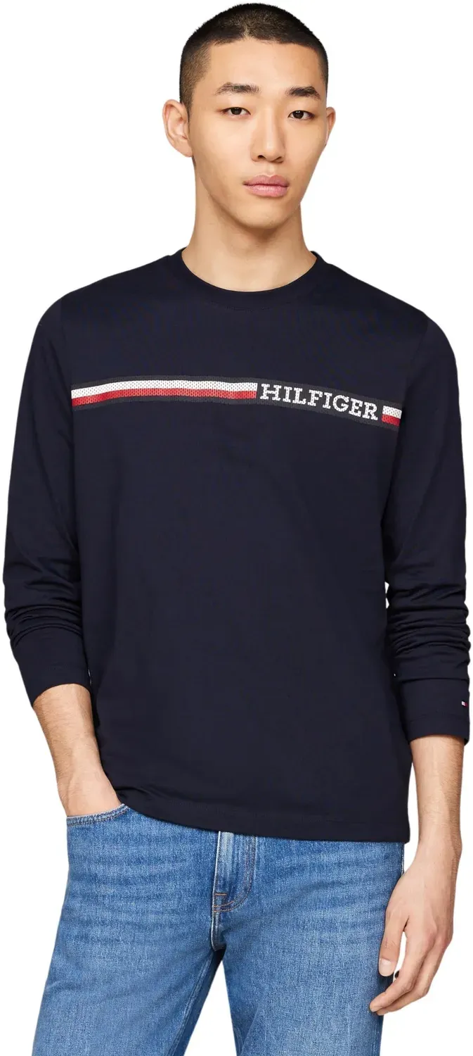 Tommy Hilfiger Chest Stripe t-shirt uomo maniche lunghe cotone