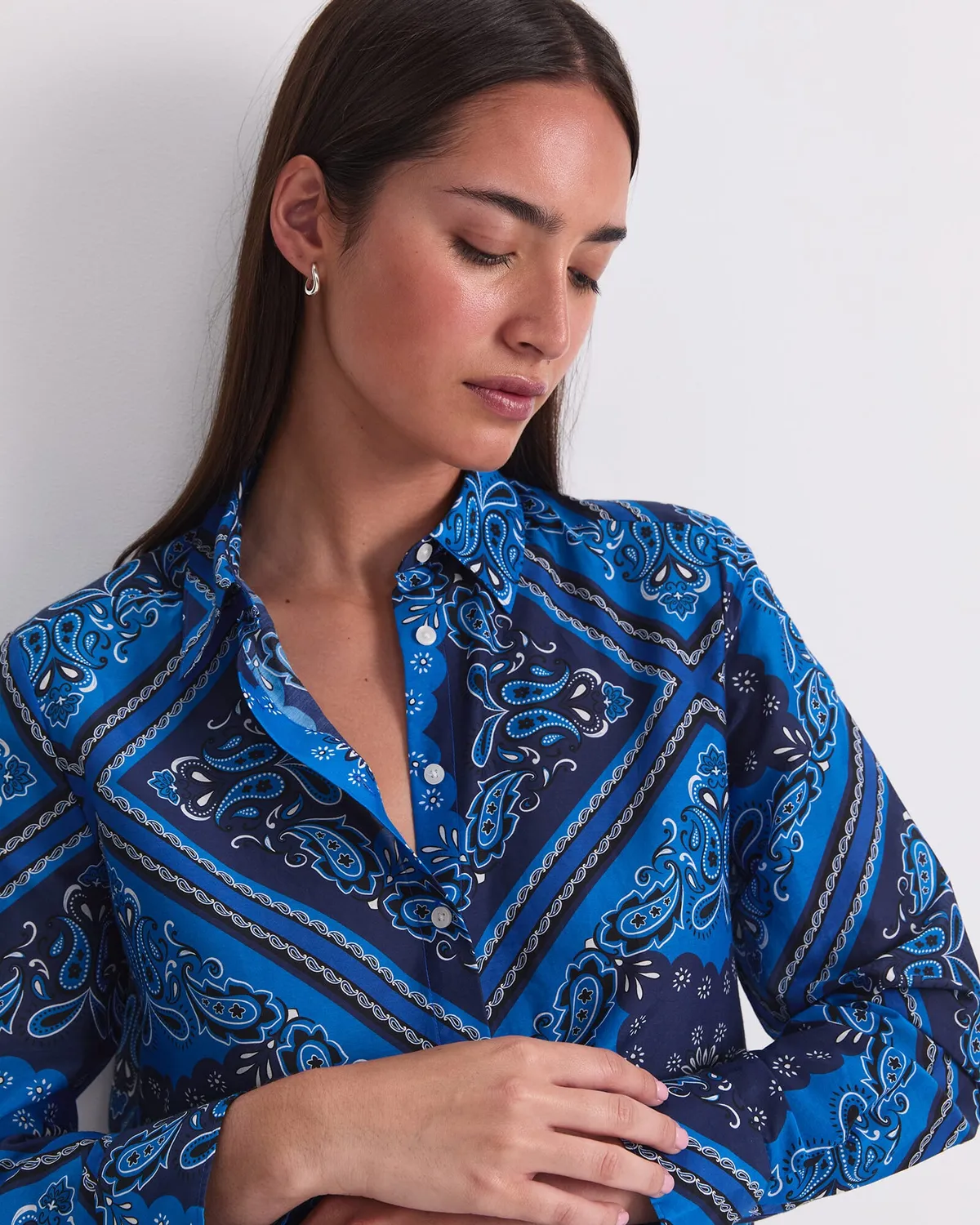 Sportscraft Bandana Print camicia donna seta cotone