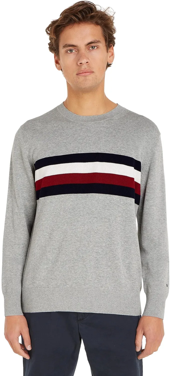Tommy Hilfiger felpa girocollo uomo cotone grigia