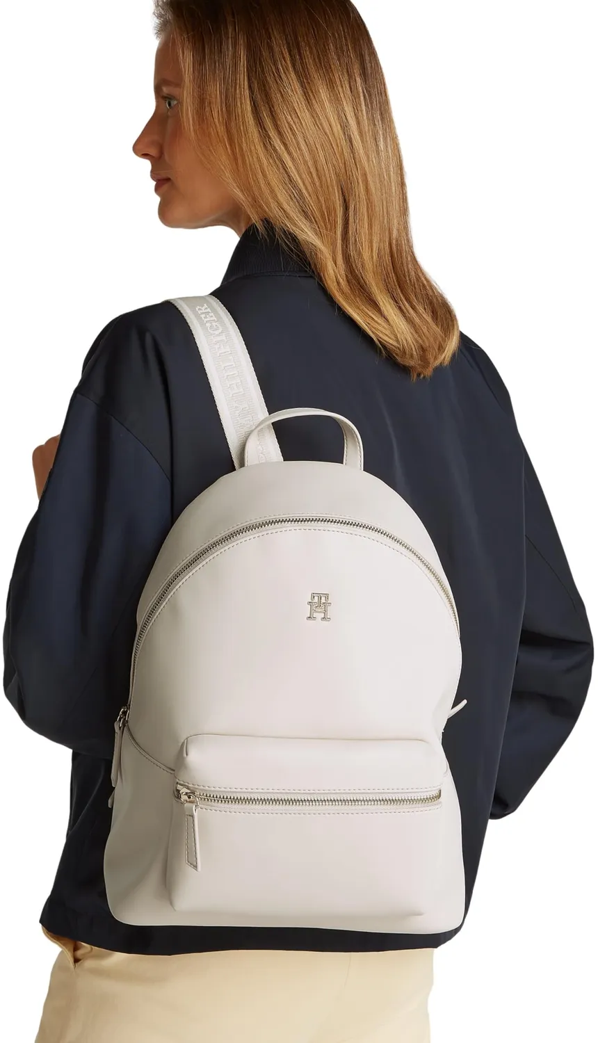 Tommy Hilfiger Logotape Zaino Beige Elegante 35cm