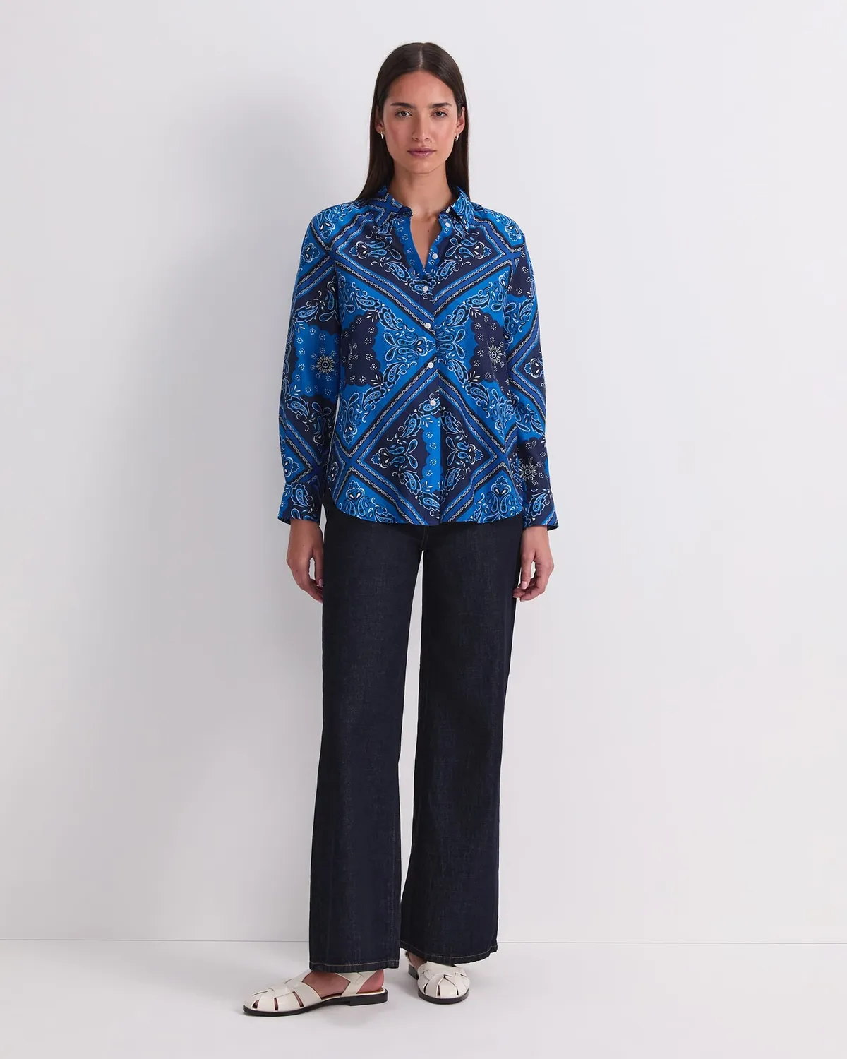 Sportscraft Bandana Print camicia donna seta cotone