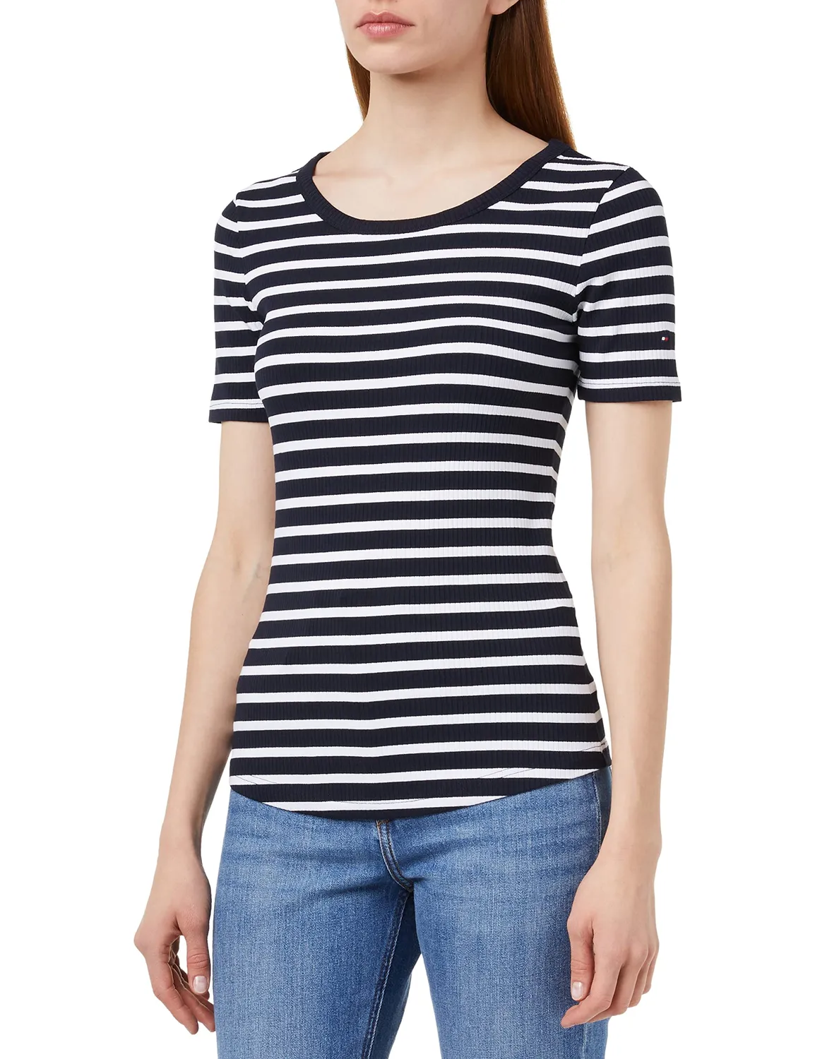 Tommy Hilfiger 5X2 Rib Slim Fit t-shirt donna S nera