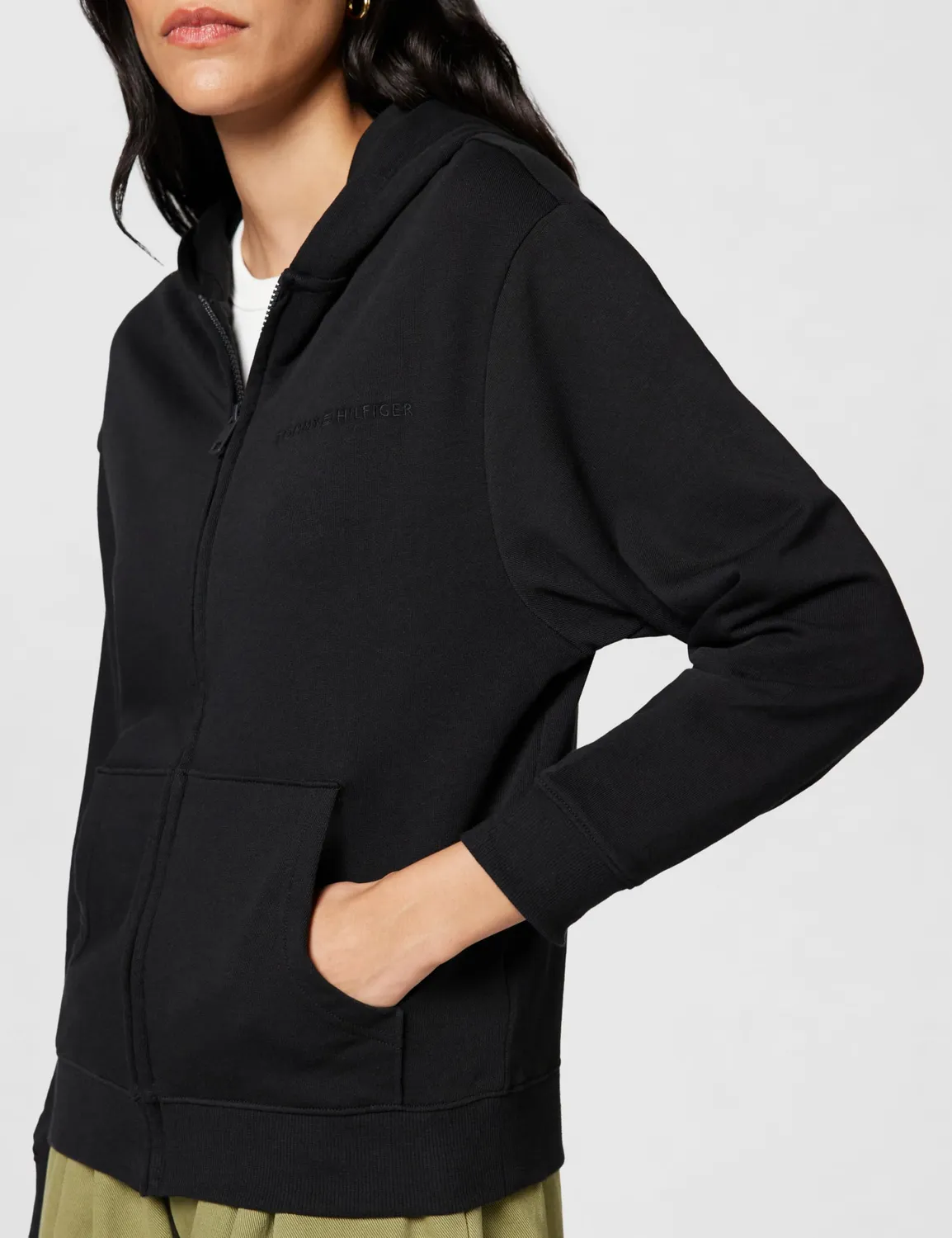 Tommy Hilfiger Full Zip Felpa Donna Cappuccio XL Cotone