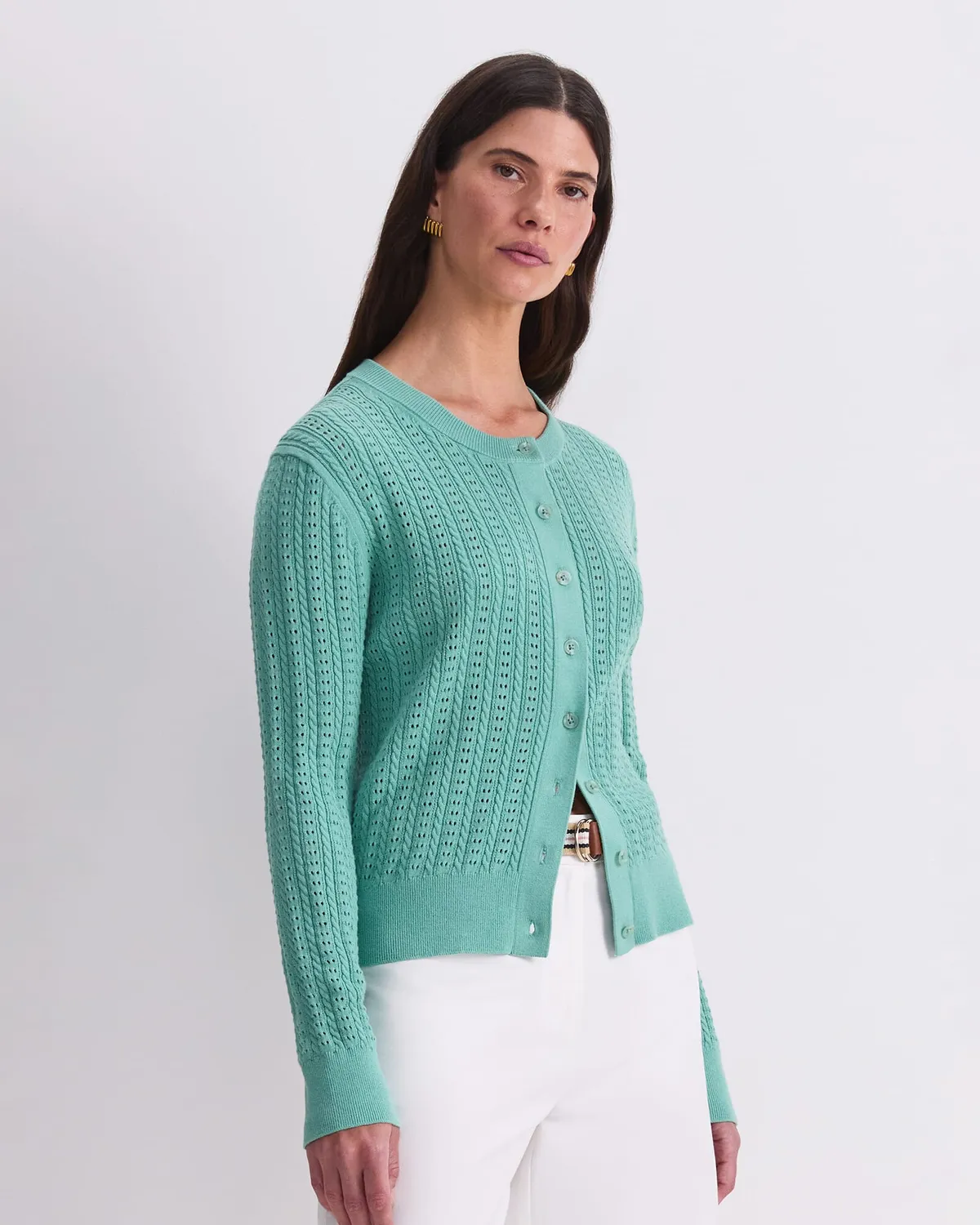 Sportscraft Elka Cable Pointelle cardigan cotone