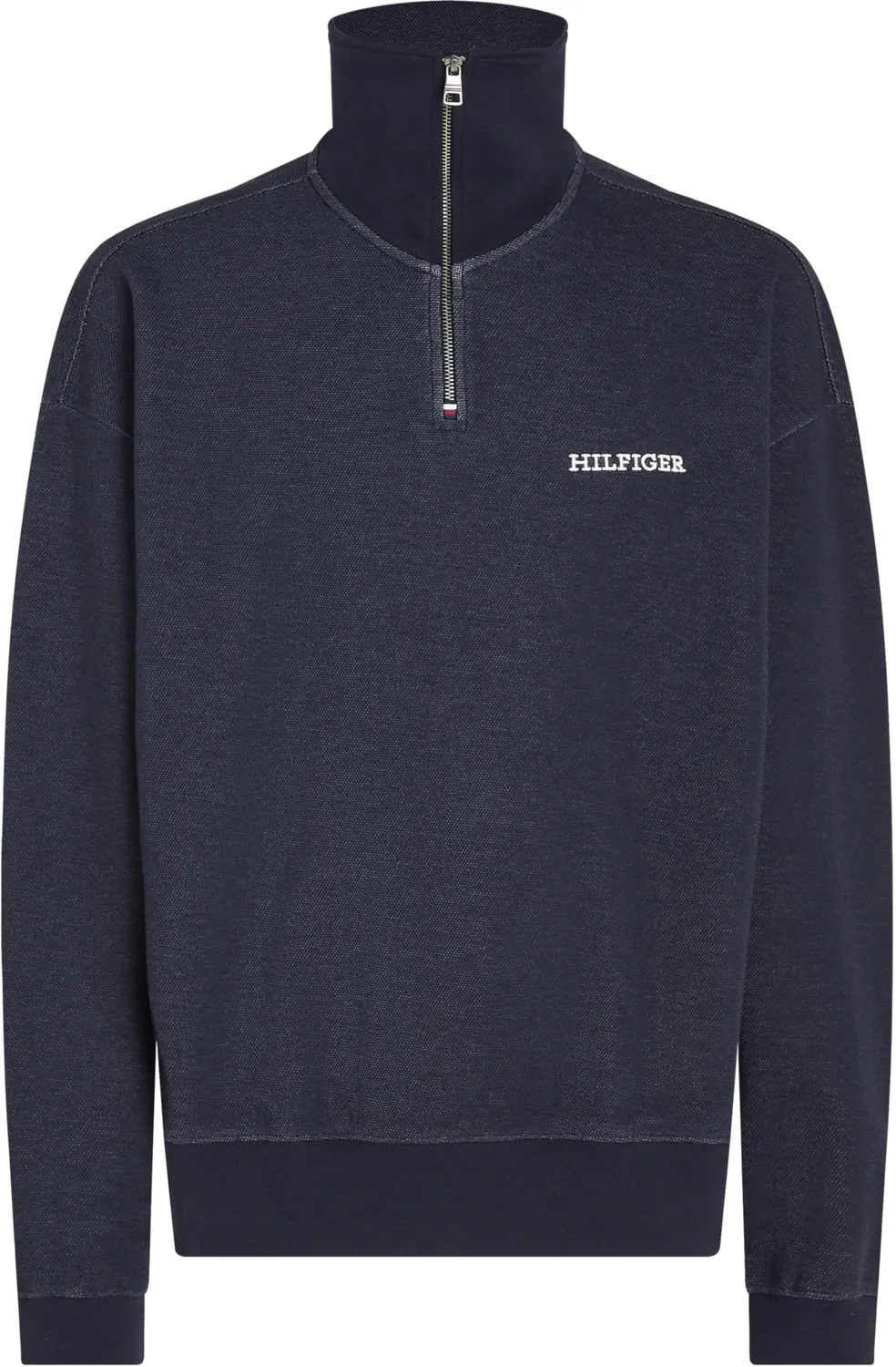Tommy Hilfiger Monotype Honeycomb MW0MW33637 maglione mezza zip blu