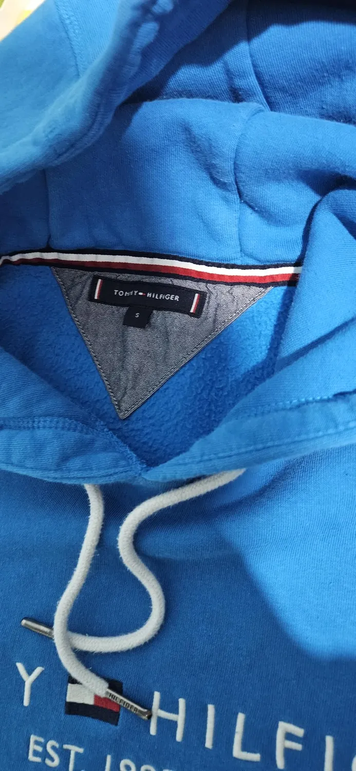 Tommy Hilfiger Tommy Logo felpa uomo cappuccio blu