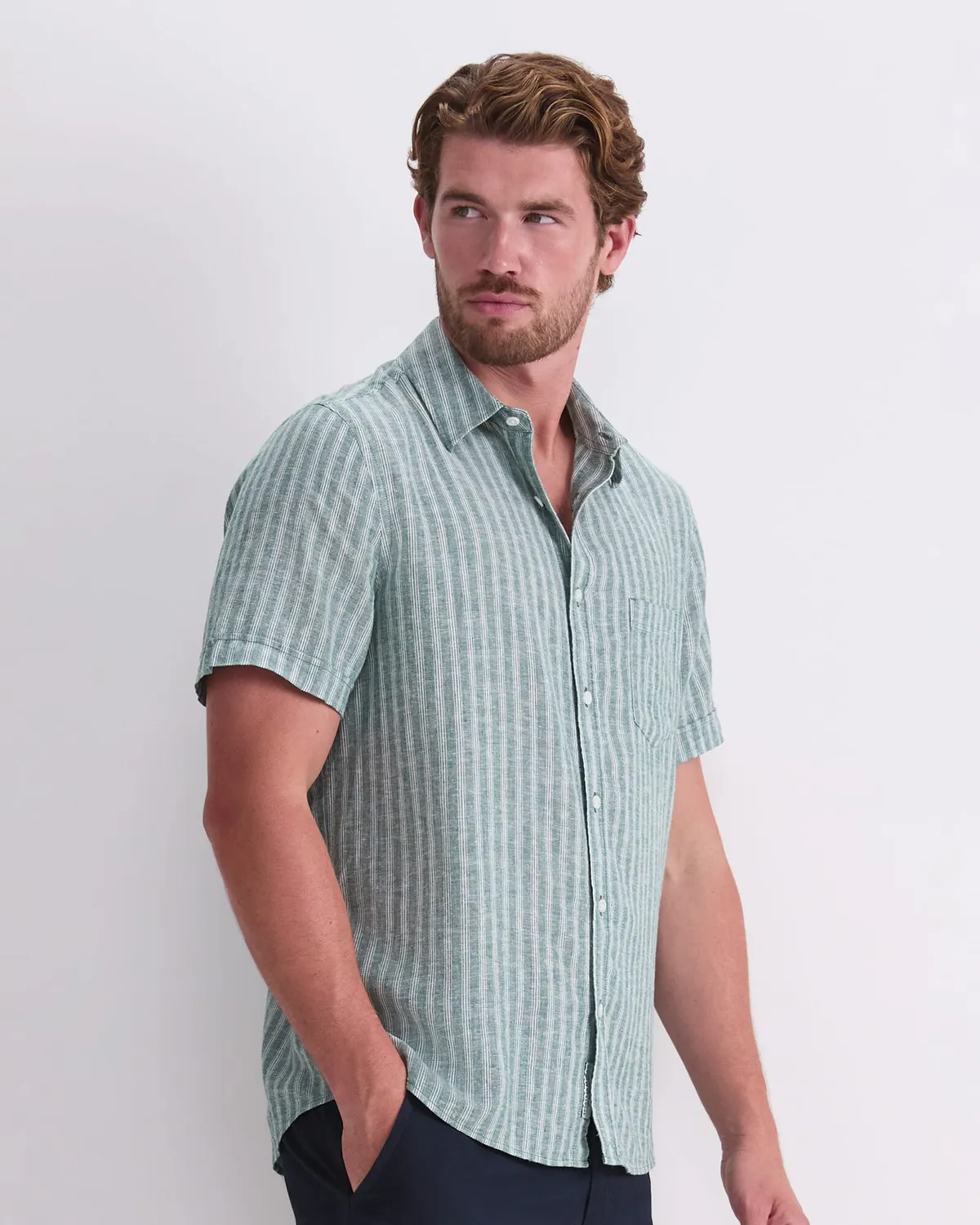 Sportscraft Lino 208206 camicia uomo maniche corte righe