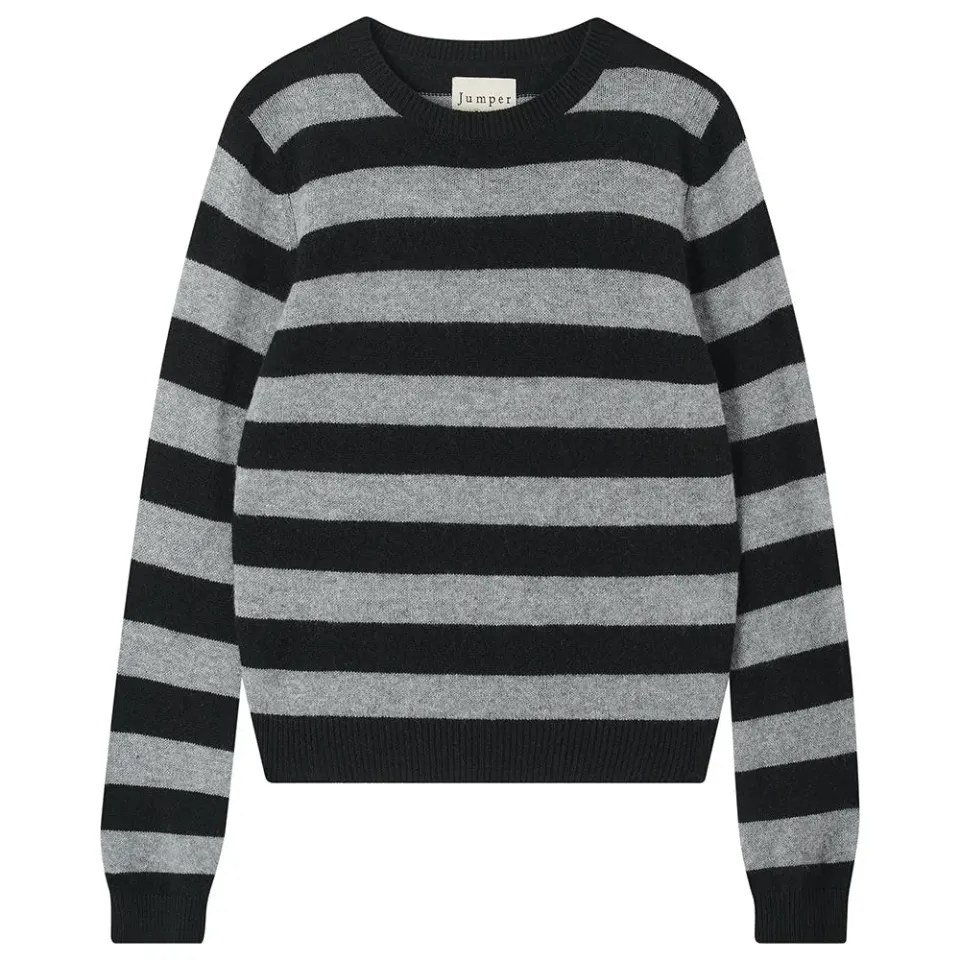 Jumper 1234 Stripe Crew maglione cashmere nero grigio