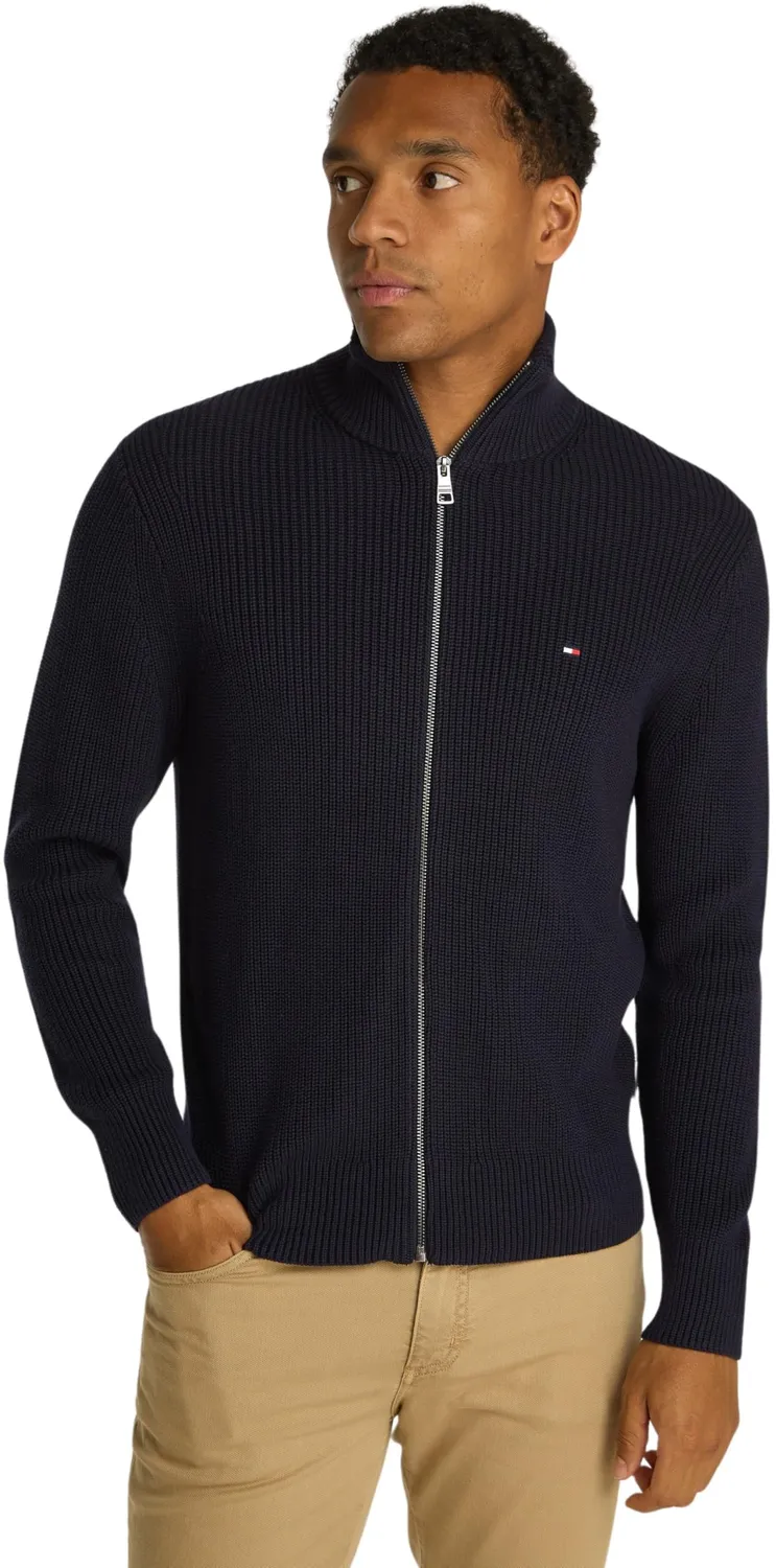Tommy Hilfiger Zip Through cardigan uomo blu cotone