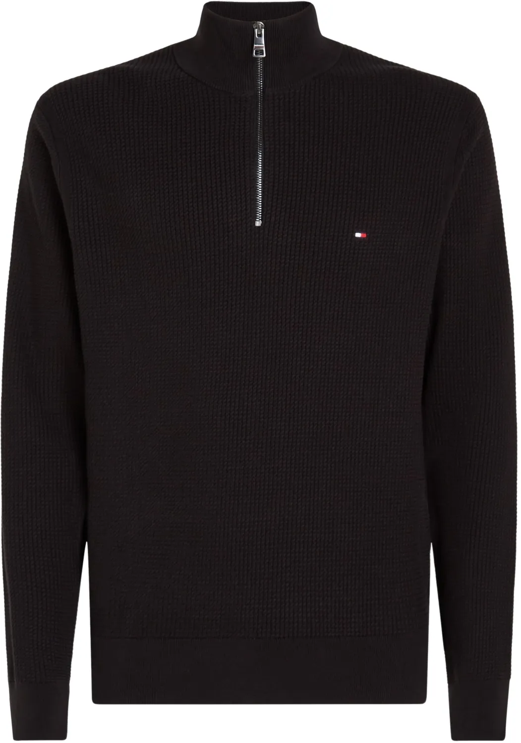 Tommy Hilfiger Mock Neck Mezza Zip pullover nero uomo