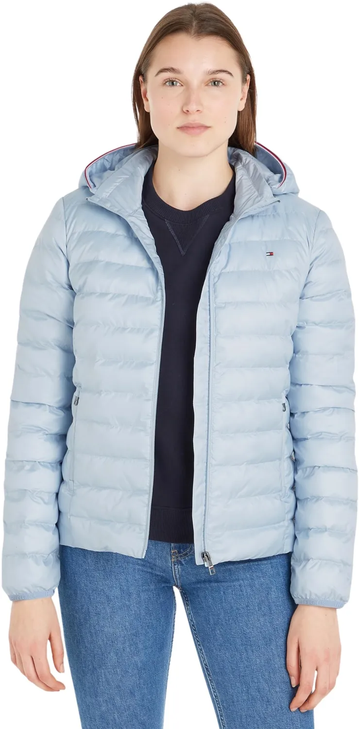 Tommy Hilfiger Global Stripe piumino donna nero con cappuccio
