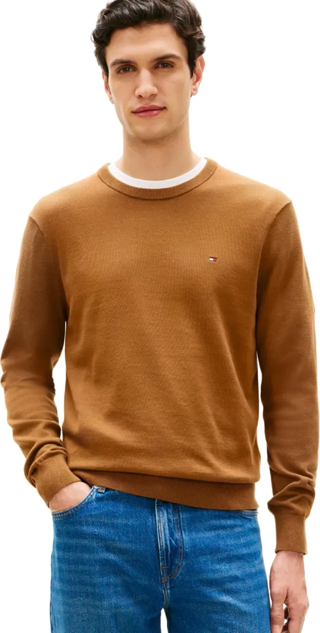 Tommy Hilfiger Essential Cotton Pullover Uomo M Marrone Cotone