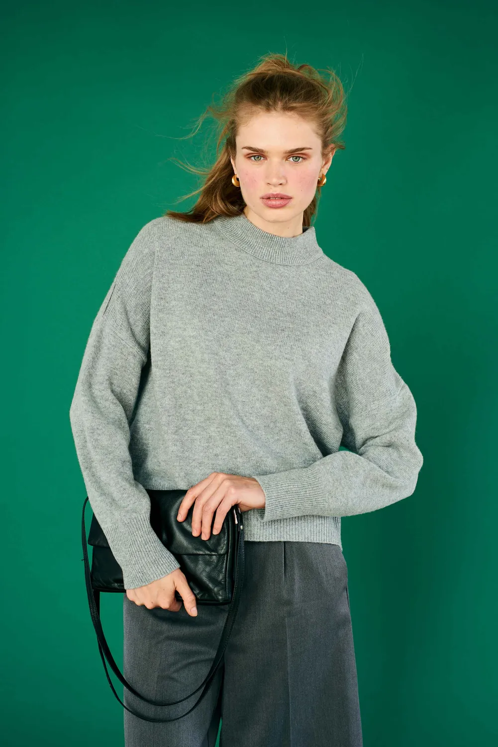 Jumper 1234 Merino Crew Sweat felpa grigia oversize