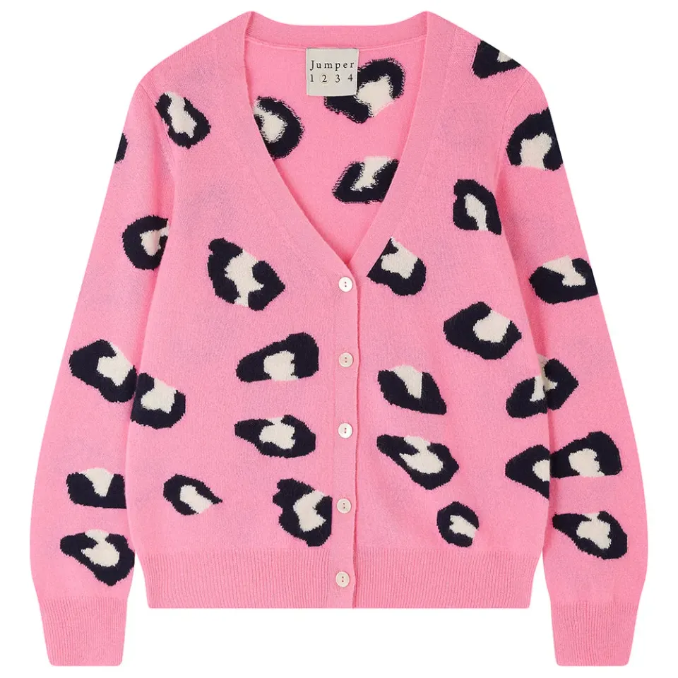 Jumper 1234 Leopard cardigan cashmere rosa maculato