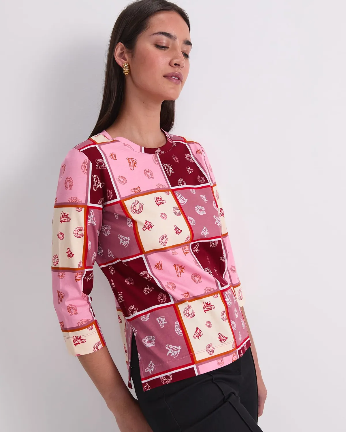 Sportscraft Horse Print Mercerised t-shirt cotone