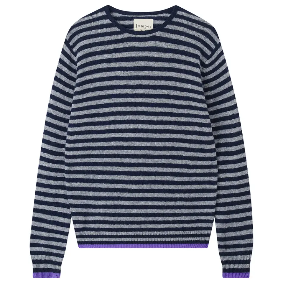Jumper 1234 Little Stripe maglione cashmere navy grigio