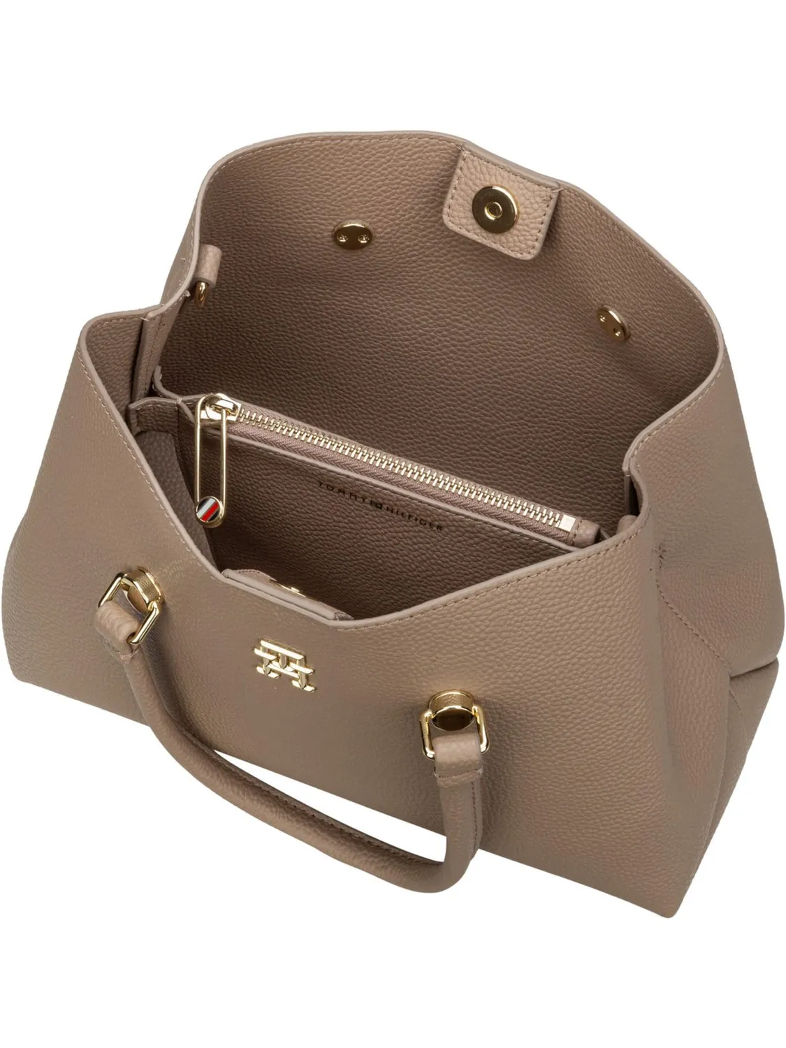 Tommy Hilfiger TH Emblem Small Satchel borsa donna Oat Milk