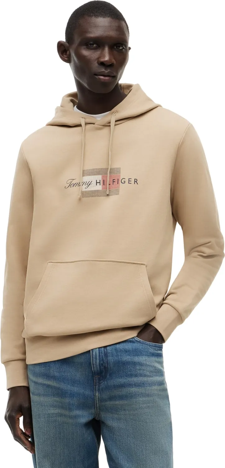 Tommy Hilfiger Script Flag Hoodie felpa nera uomo