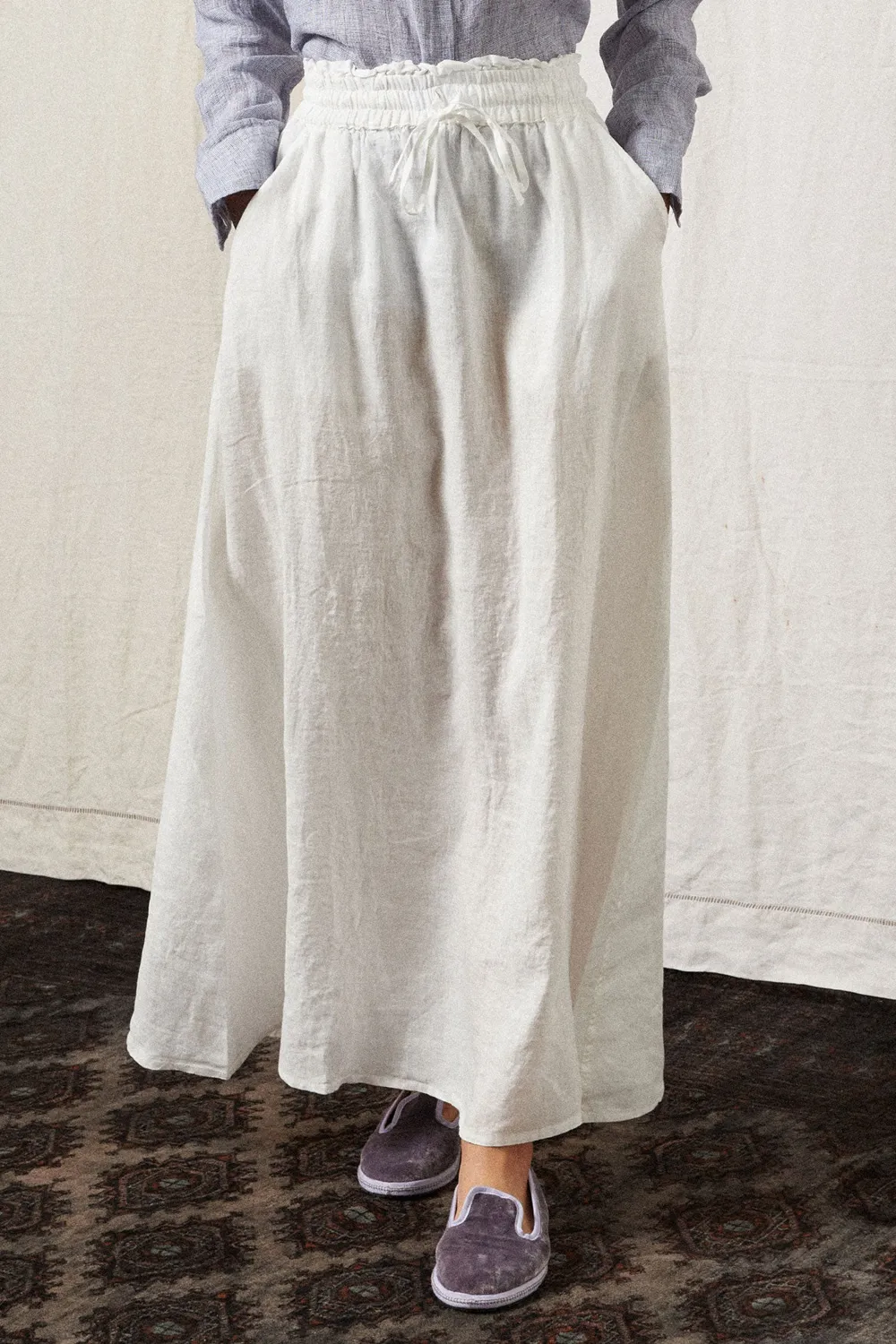 Massimo Alba Farah2 gonna donna Bianco tela lino