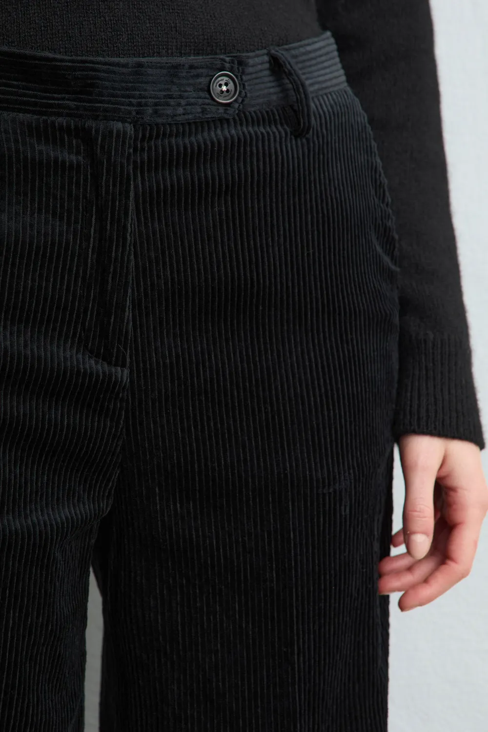 Massimo Alba Lamna pantaloni donna nero lavato velluto