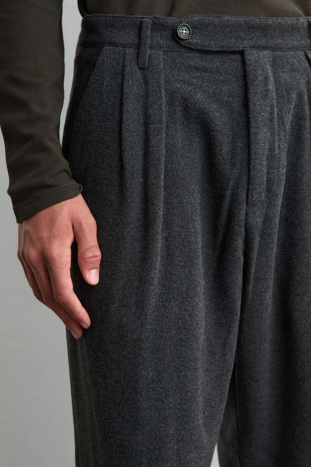 Massimo Alba Stan pantaloni uomo flanella doppia pince