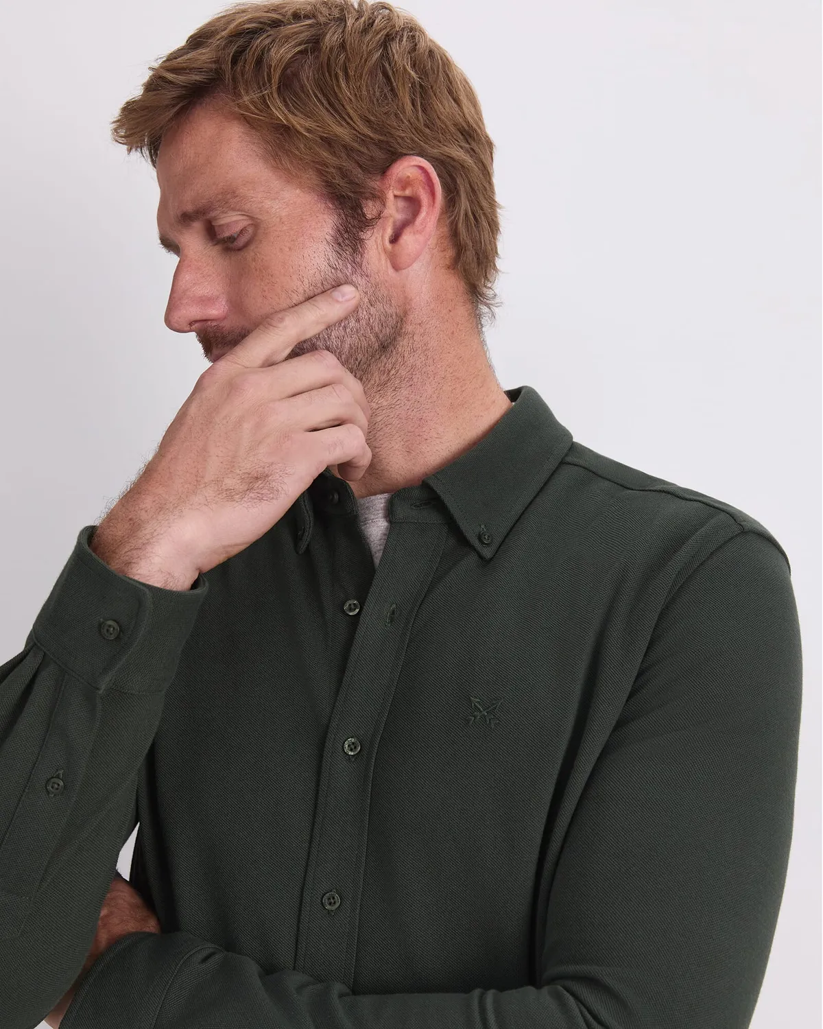 Sportscraft Pique camicia uomo cotone manica lunga