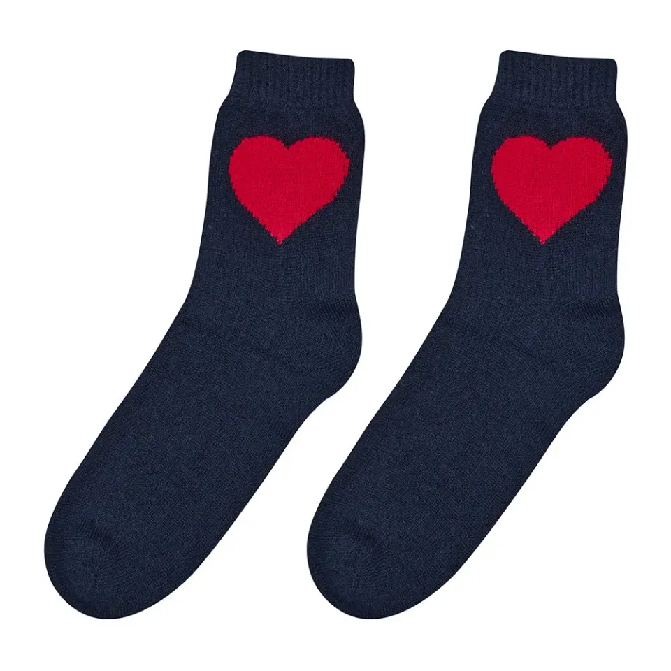 Jumper 1234 Cashmere Heart calze letto blu cashmere cuori