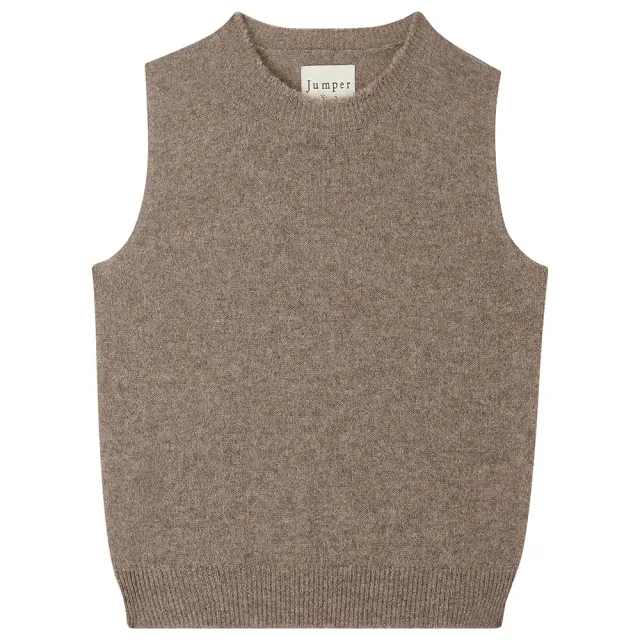 Jumper 1234 Distressed Tank gilet cashmere marrone smanicato