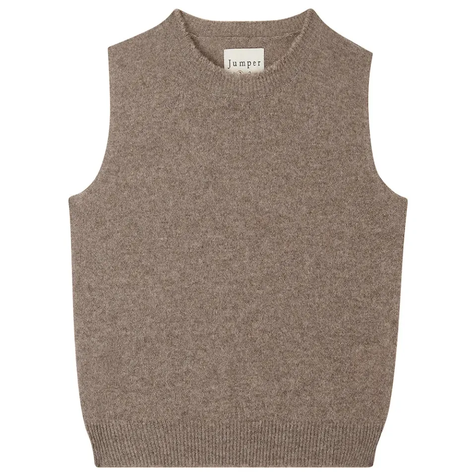 Jumper 1234 Distressed Tank gilet cashmere marrone smanicato
