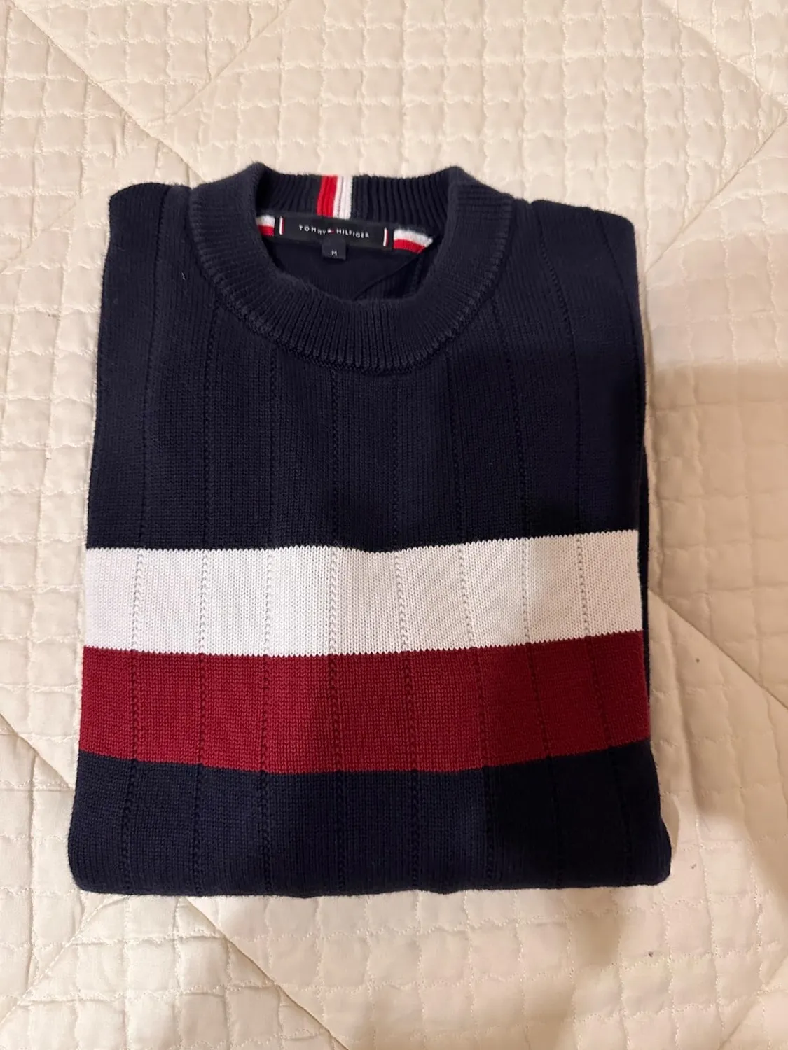 Tommy Hilfiger Colourblock MW0MW33094 Maglione Uomo XS Bianco