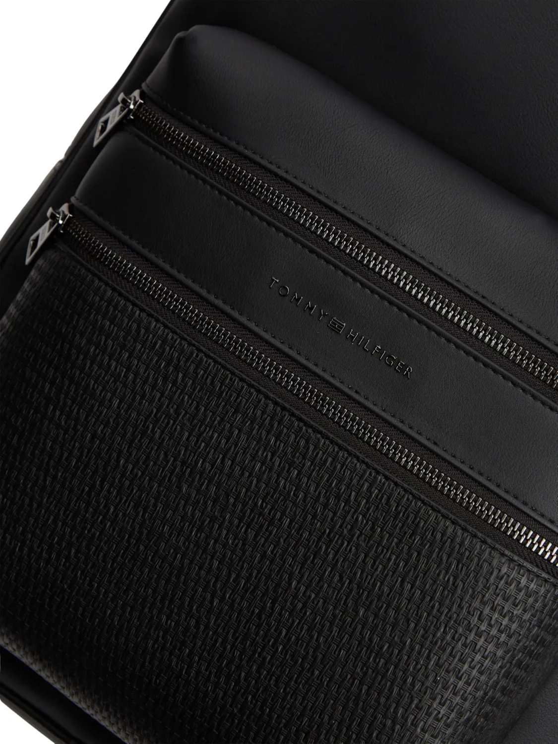Tommy Hilfiger Woven zaino nero tasca esterna