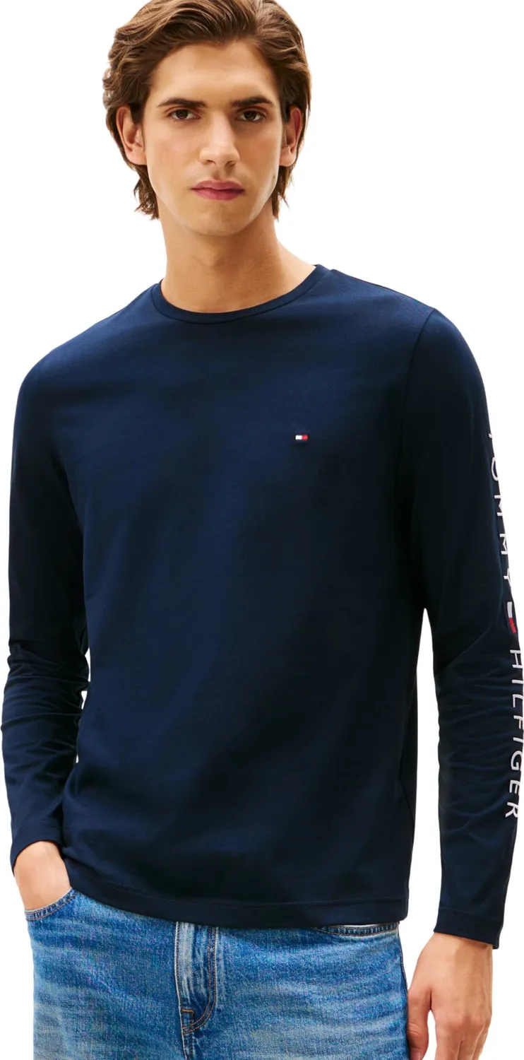 Tommy Hilfiger Logo maglia uomo maniche lunghe cotone nera